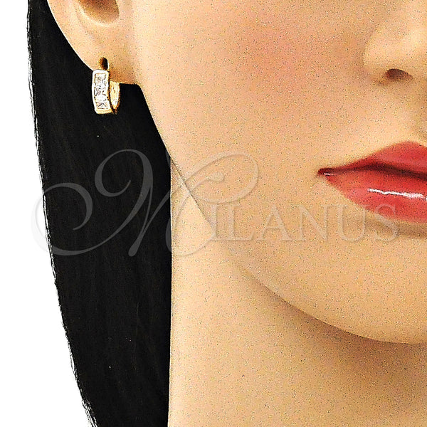Gold Filled Hoop Earrings — Huggie Hoop with White Cubic Zirconia Polished 02. — alternate product view — SKU 146226 | Oro Laminado aretes de aro — Huggie Hoop with blanco Cubic Zirconia pulido 02. — SKU 146226