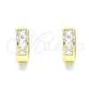 Oro Laminado Huggie Hoop, Gold Filled Style with White Cubic Zirconia, Polished, Golden Finish, 02.210.0638.12