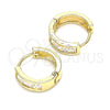 Oro Laminado Huggie Hoop, Gold Filled Style with White Cubic Zirconia, Polished, Golden Finish, 02.210.0638.12