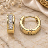 Oro Laminado Huggie Hoop, Gold Filled Style with White Cubic Zirconia, Polished, Golden Finish, 02.210.0638.12