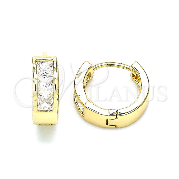 Gold Filled Hoop Earrings — Huggie Hoop with White Cubic Zirconia Polished 02. — main product view — SKU 146226 | Oro Laminado aretes de aro — Huggie Hoop with blanco Cubic Zirconia pulido 02. — SKU 146226