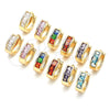 Oro Laminado Huggie Hoop, Gold Filled Style with White Cubic Zirconia, Polished, Golden Finish, 02.210.0638.12