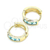 Oro Laminado Huggie Hoop, Gold Filled Style with Aqua Blue Cubic Zirconia, Polished, Golden Finish, 02.210.0638.2.12
