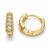Oro Laminado Huggie Hoop, Gold Filled Style with White Cubic Zirconia, Polished, Golden Finish, 02.210.0639.12