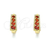 Oro Laminado Huggie Hoop, Gold Filled Style with Garnet Cubic Zirconia, Polished, Golden Finish, 02.210.0639.1.12