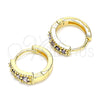 Oro Laminado Huggie Hoop, Gold Filled Style with Amethyst Cubic Zirconia, Polished, Golden Finish, 02.210.0639.2.12