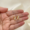 Oro Laminado Huggie Hoop, Gold Filled Style with Pink Cubic Zirconia, Polished, Golden Finish, 02.210.0639.3.12