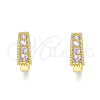 Oro Laminado Huggie Hoop, Gold Filled Style with Pink Cubic Zirconia, Polished, Golden Finish, 02.210.0639.3.12