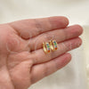 Oro Laminado Huggie Hoop, Gold Filled Style with Multicolor Cubic Zirconia, Polished, Golden Finish, 02.210.0639.4.12