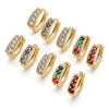 Oro Laminado Huggie Hoop, Gold Filled Style with Multicolor Cubic Zirconia, Polished, Golden Finish, 02.210.0639.4.12