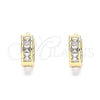 Oro Laminado Huggie Hoop, Gold Filled Style with White Cubic Zirconia, Polished, Golden Finish, 02.210.0640.10