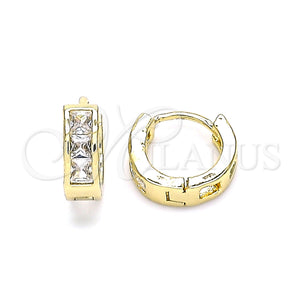 Gold Filled Hoop Earrings — Huggie Hoop with White Cubic Zirconia Polished 02. — main product view — SKU 146237 | Oro Laminado aretes de aro — Huggie Hoop with blanco Cubic Zirconia pulido 02. — SKU 146237