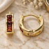 Oro Laminado Huggie Hoop, Gold Filled Style with Garnet Cubic Zirconia, Polished, Golden Finish, 02.210.0640.1.10