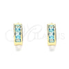 Oro Laminado Huggie Hoop, Gold Filled Style with Aqua Blue Cubic Zirconia, Polished, Golden Finish, 02.210.0640.2.10