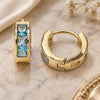 Oro Laminado Huggie Hoop, Gold Filled Style with Aqua Blue Cubic Zirconia, Polished, Golden Finish, 02.210.0640.2.10