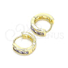 Oro Laminado Huggie Hoop, Gold Filled Style with Amethyst Cubic Zirconia, Polished, Golden Finish, 02.210.0640.3.10