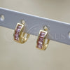 Oro Laminado Huggie Hoop, Gold Filled Style with Pink Cubic Zirconia, Polished, Golden Finish, 02.210.0640.4.10