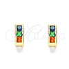 Oro Laminado Huggie Hoop, Gold Filled Style with Multicolor Cubic Zirconia, Polished, Golden Finish, 02.210.0640.5.10