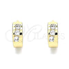 Oro Laminado Huggie Hoop, Gold Filled Style with White Cubic Zirconia, Polished, Golden Finish, 02.210.0641.12