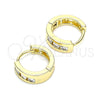 Oro Laminado Huggie Hoop, Gold Filled Style with White Cubic Zirconia, Polished, Golden Finish, 02.210.0641.12