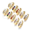 Oro Laminado Huggie Hoop, Gold Filled Style with White Cubic Zirconia, Polished, Golden Finish, 02.210.0641.12