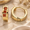 Oro Laminado Huggie Hoop, Gold Filled Style with Garnet Cubic Zirconia, Polished, Golden Finish, 02.210.0641.1.12