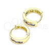 Oro Laminado Huggie Hoop, Gold Filled Style with Amethyst Cubic Zirconia, Polished, Golden Finish, 02.210.0641.2.12
