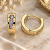 Oro Laminado Huggie Hoop, Gold Filled Style with Amethyst Cubic Zirconia, Polished, Golden Finish, 02.210.0641.2.12