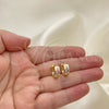 Oro Laminado Huggie Hoop, Gold Filled Style with Pink Cubic Zirconia, Polished, Golden Finish, 02.210.0641.3.12