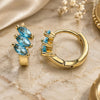 Oro Laminado Huggie Hoop, Gold Filled Style with Aqua Blue Cubic Zirconia, Polished, Golden Finish, 02.210.0642.2.12