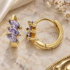Oro Laminado Huggie Hoop, Gold Filled Style with Amethyst Cubic Zirconia, Polished, Golden Finish, 02.210.0642.3.12