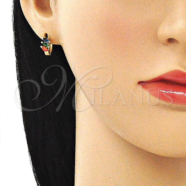 Gold Filled Hoop Earrings — Huggie Hoop with Multicolor Cubic Zirconia Polished 02. — alternate product view — SKU 146253 | Oro Laminado aretes de aro — Huggie Hoop with Multicolor Cubic Zirconia pulido 02. — SKU 146253