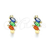 Oro Laminado Huggie Hoop, Gold Filled Style with Multicolor Cubic Zirconia, Polished, Golden Finish, 02.210.0642.5.12