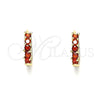 Oro Laminado Huggie Hoop, Gold Filled Style with Garnet Cubic Zirconia, Polished, Golden Finish, 02.210.0643.1.12