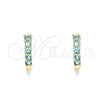 Oro Laminado Huggie Hoop, Gold Filled Style with Aqua Blue Cubic Zirconia, Polished, Golden Finish, 02.210.0643.2.12