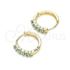 Oro Laminado Huggie Hoop, Gold Filled Style with Aqua Blue Cubic Zirconia, Polished, Golden Finish, 02.210.0643.2.12