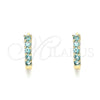 Oro Laminado Huggie Hoop, Gold Filled Style with Aqua Blue Cubic Zirconia, Polished, Golden Finish, 02.210.0643.2.12