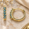 Oro Laminado Huggie Hoop, Gold Filled Style with Aqua Blue Cubic Zirconia, Polished, Golden Finish, 02.210.0643.2.12