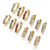Oro Laminado Huggie Hoop, Gold Filled Style with Aqua Blue Cubic Zirconia, Polished, Golden Finish, 02.210.0643.2.12