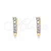 Oro Laminado Huggie Hoop, Gold Filled Style with Amethyst Cubic Zirconia, Polished, Golden Finish, 02.210.0643.3.12