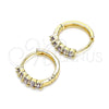Oro Laminado Huggie Hoop, Gold Filled Style with Amethyst Cubic Zirconia, Polished, Golden Finish, 02.210.0643.3.12