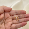 Oro Laminado Huggie Hoop, Gold Filled Style with Pink Cubic Zirconia, Polished, Golden Finish, 02.210.0643.4.12