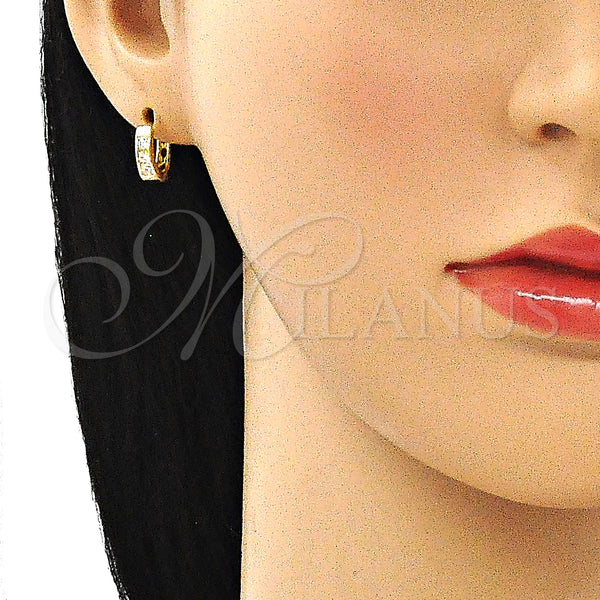 Gold Filled Hoop Earrings — Huggie Hoop with White Cubic Zirconia Polished 02. — alternate product view — SKU 146260 | Oro Laminado aretes de aro — Huggie Hoop with blanco Cubic Zirconia pulido 02. — SKU 146260