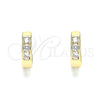Oro Laminado Huggie Hoop, Gold Filled Style with White Cubic Zirconia, Polished, Golden Finish, 02.210.0644.12