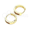 Oro Laminado Huggie Hoop, Gold Filled Style with Garnet Cubic Zirconia, Polished, Golden Finish, 02.210.0644.1.12