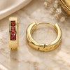 Oro Laminado Huggie Hoop, Gold Filled Style with Garnet Cubic Zirconia, Polished, Golden Finish, 02.210.0644.1.12