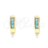 Oro Laminado Huggie Hoop, Gold Filled Style with Aqua Blue Cubic Zirconia, Polished, Golden Finish, 02.210.0644.2.12