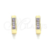 Oro Laminado Huggie Hoop, Gold Filled Style with Amethyst Cubic Zirconia, Polished, Golden Finish, 02.210.0644.3.12