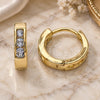 Oro Laminado Huggie Hoop, Gold Filled Style with Amethyst Cubic Zirconia, Polished, Golden Finish, 02.210.0644.3.12