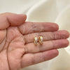 Oro Laminado Huggie Hoop, Gold Filled Style with Pink Cubic Zirconia, Polished, Golden Finish, 02.210.0644.4.12